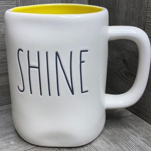 Rae Dunn SHINE white mug yellow inside LL